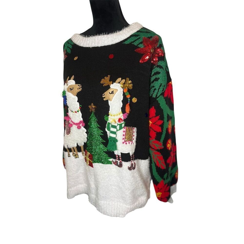UGLY CHRISTMAS SWEATER LLAMA HOLIDAY TIMES FESTIVE SWEATER WOMENS SIZE 16W - Picture 7 of 9
